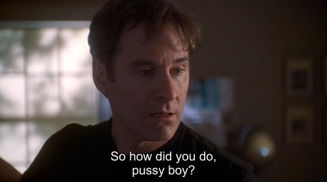 Kevin Kline tries to connect with his masculine self using a self-help tape, but cannot resist dancing