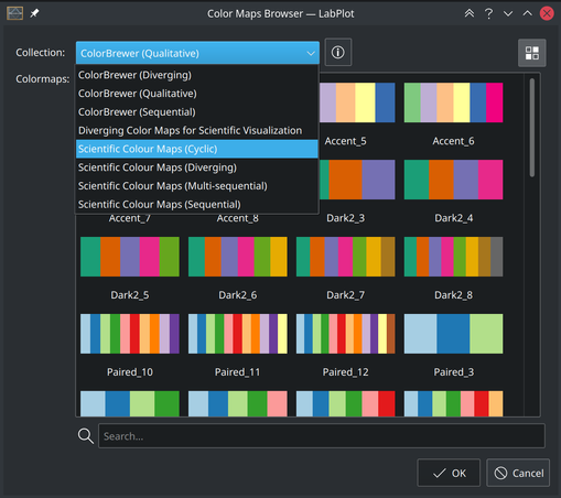 Image: Color Maps Browser in LabPlot