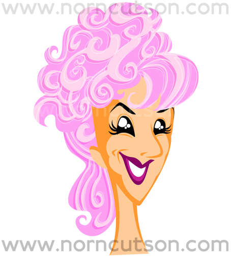 Now THIS is a hairdo!
Piles of pink curls in four shades.
I've hidden the pencil sketch layer to give a better view of the shapes.

TEXT: www.NornCutson.com