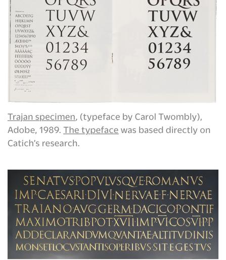 Post from Letterform Archive about Trajan column text