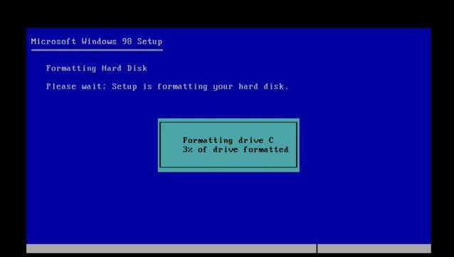 Windows 98 Setup, Formatting Hard Disk
