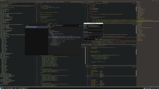 Screenshot of budgie daemon lab bits with Zed running and showing some code, D-Feet in front with the method fired off to our DBus Server and getting output serials back.