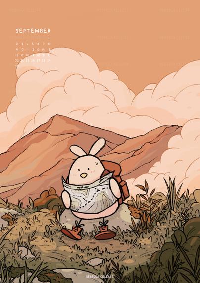 A bird in the mountains with hiking boots. He sits on a stone with a map. He looks confused.