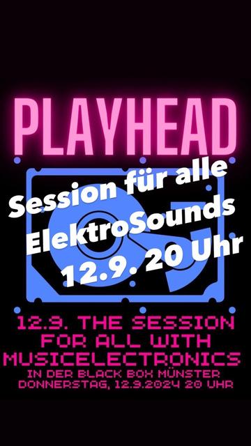 E-Poster for ElektroFlux session. Pink typo blue graphic of a hard drive. All infos in caption!
