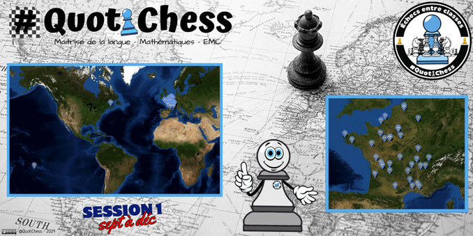 Carte des participants à la première session d'échanges échiquéens dans le cadre du projet QuotiChess