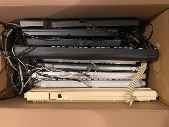 Box of keyboards not presently in use