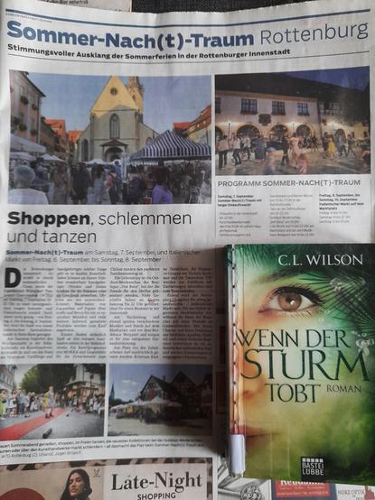 Zeitungsartikel zu Sommer Nach-Traum in Rottenburg, Taschenbuch "Wenn der Sturm tobt"