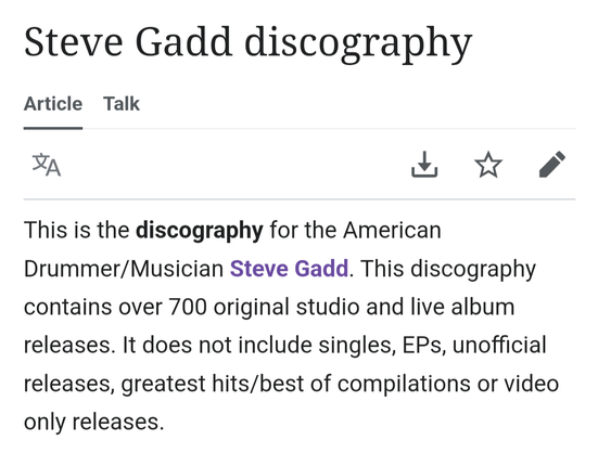 Steve Gadd discography
This is the discography for the American Drummer/Musician Steve Gadd. This discography contains over 700 original studio and live album releases. It does not include singles, EPs, unofficial releases, greatest hits/best of compilations or video only releases.