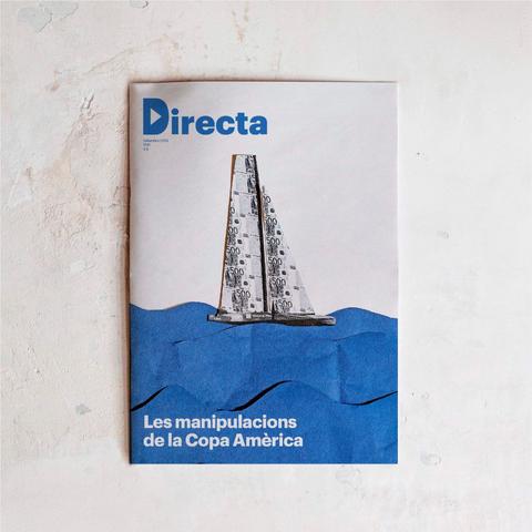 Portada de La Directa, amb una il·lustració on es veu un veler les veles del qual estan fetes amb bitllets de 500€, navegant per un mar fet d'onades de cartró blau