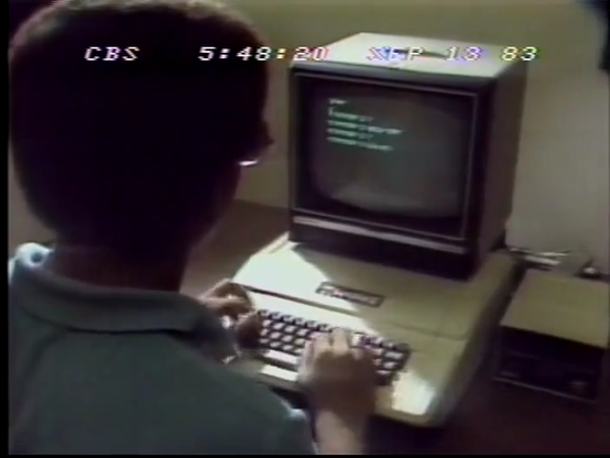 Anonymous computer hacker shown in CBS Evening News Tuesday September 13 1983 titled "Computers Part II: Land of Oz"