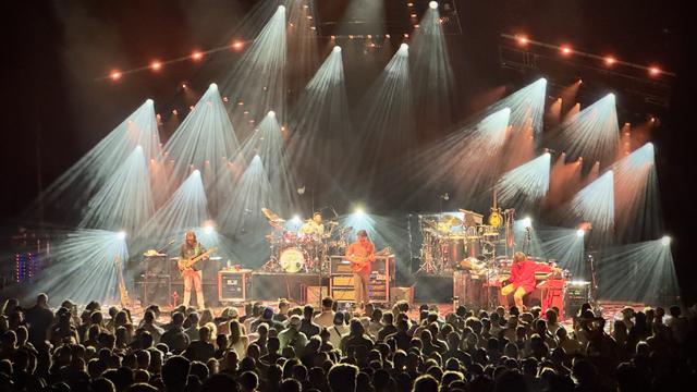 The band Goose, on stage playing, at the Saratoga Performing Arts Center in Saratoga Springs NY on Friday September 6, 2024.