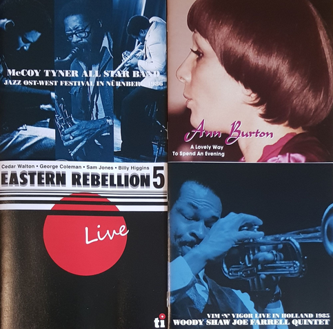 CD booklets: "McCoy Tyner All Star Band: Jazz Ost-West Festival in Nürnberg 1986", "Ann Burton: A Lovely Way to Spend an Evening", "Cedar Walton/George Coleman/am Jones/Billy Higgins/Eastern Rebellion 5 Live", "Woody Shaw Joe Farrell Quintet: Vim 'n' Vigor Live in Holland 1985"
