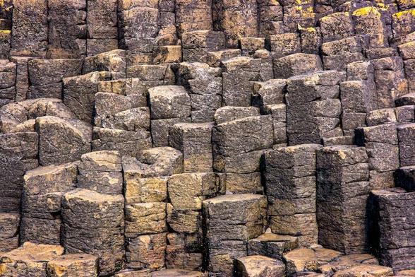 Polygons of Basalt stone on the Island of Staffa.