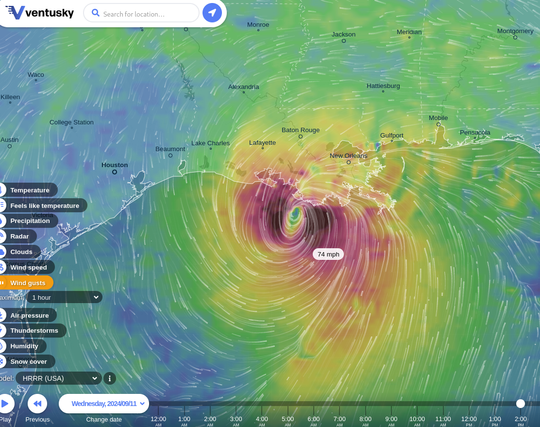 HRRR model on a map