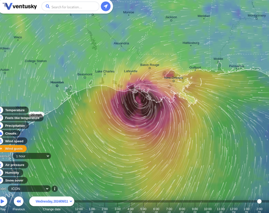 ICON  model on a map