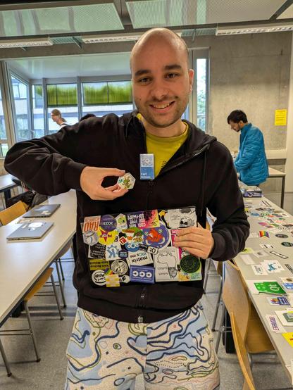 Me posing with my laptop and the stickers bof winner sticker