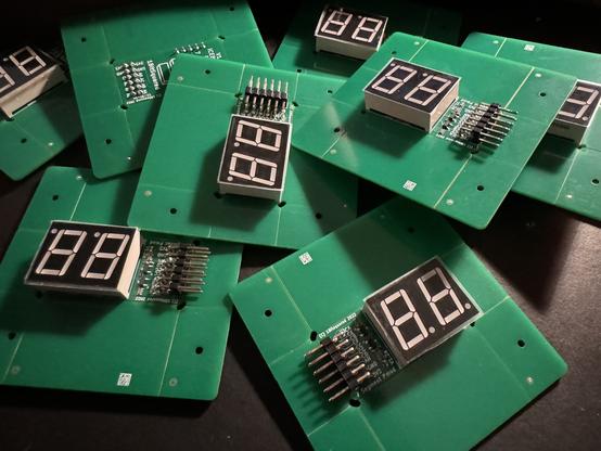 Several 7Segment display Pmods on large panels. One in each panel.