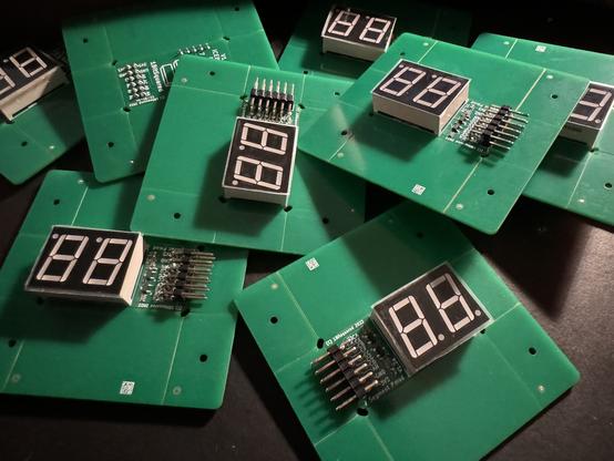 Several 7Segment display Pmods on large panels. One in each panel.