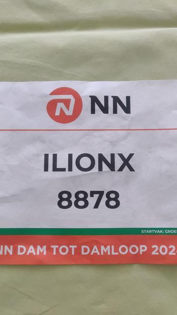 papieren startnummer voor de Dam tot Damloop 2024