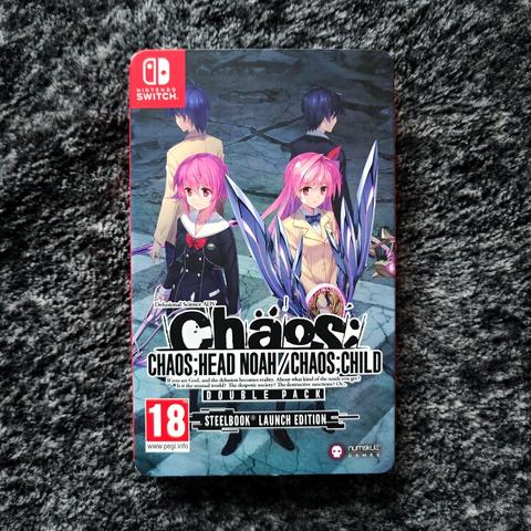 Front pudełka zbiorczego Chaos;DoublePack, zawierającego gry Chaos;Head Noah i Chaos;Child, na konsolę Nintendo Switch.