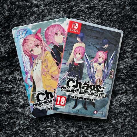 Pudełko zestawu Chaos;DoublePack, zawierającego gry Chaos;Head Noah i Chaos;Child, na konsolę Nintendo Switch, wraz ze steelbookiem.