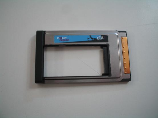 The front side of a Novatel #Wireless XCA-3 ExpressCard to PC Card Adapter.