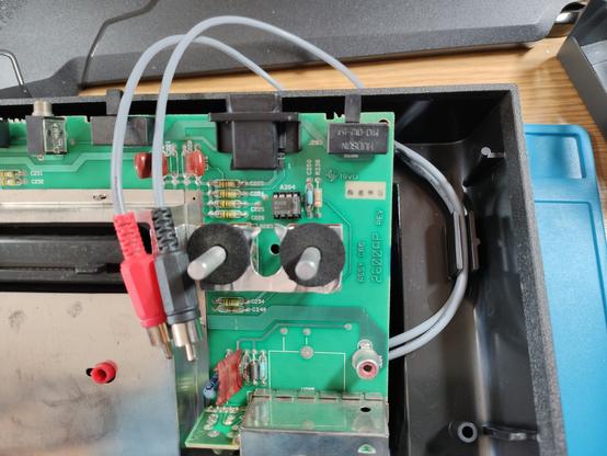 A/V mod an an Atari 2600, reused the strain relief.