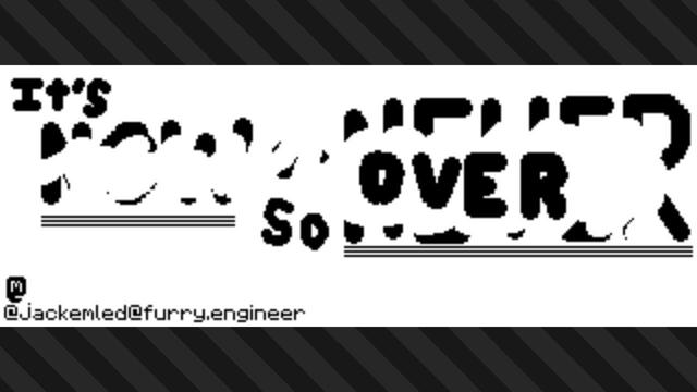 A Splatoon 3 plaza post. It's the same as the one in the quoted post, but "now or never" is partially erased, with "so over" written over it.