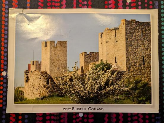 Postkarte det Visby Ringmir, Gotland.