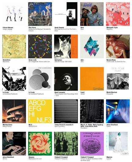 Collage des pochettes des albums de Félicia Atkinson (Image Langage), Blue Heron (Guillaume De Machaut: Remede De Fortune), Sarah Davachi (The Head As Form'D In The Crier's Choir), Dave (Dave), Masayoshi Fujita (Migratory), Géométries (Nebuloasa), Horse Lords (As It Happened: Horse Lords Live), Hydroplane (Selected Songs 1997-2003), Jabu (Jabu), Naomie Klaus (Youth Looks So Good On You), La Fresto (Le Continent Posthume), La Fresto (Un Continent Posthume), Byard Lancaster (The Complete Palm Recordings 1973 - 1974), Loscil (Umbel), Michel Moulinié (Chrysalide), Molchat Doma (Belaya Polosa), NLF3 (ABCDEFG HI!), Tristan Perich & ensemble 0 (Open Symmetry), Maja S. K. Ratkje, Marte Ingeborg Haltli, Frida Helene Haltli (Peurakaira), Julien Retaillaud (Calme), Julien Retaillaud (Démos), Susanna (Meditations On Love), Tristwch Y Fenywod (Tristwch Y Fenywod), Tristwch Y Fenywod (Yn Fyw Yn Wharf Chambers 12fed Gorffenaf 2022), Wysteria (Lycoris)