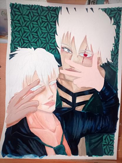WIP Kakashi/Gojo Fanart with gouache