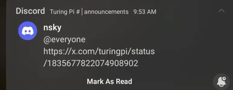 a discord announcement that is just a link to the nazi bar formerly known as twitter