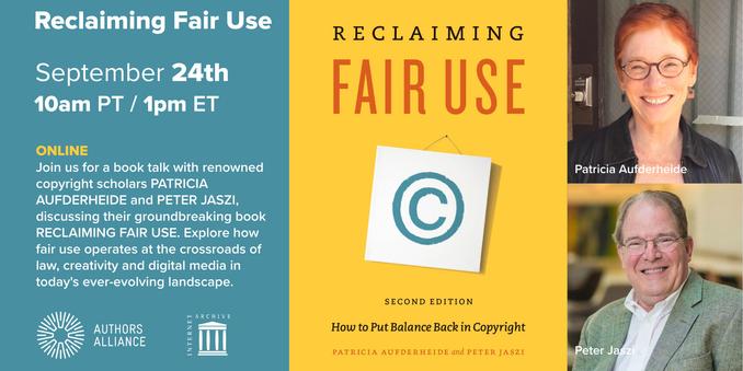 Reclaiming Fair Use
September 24th
10am PT / 1pm ET