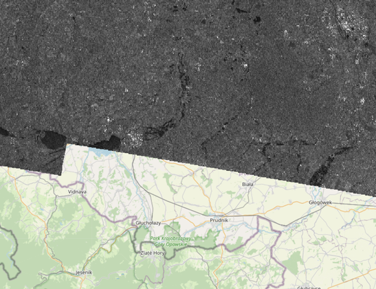radar image showing some flooded areas