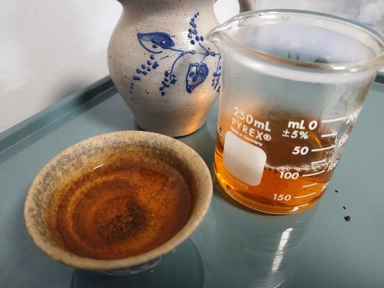 Poured some tea into a breaker to show off the rich color.