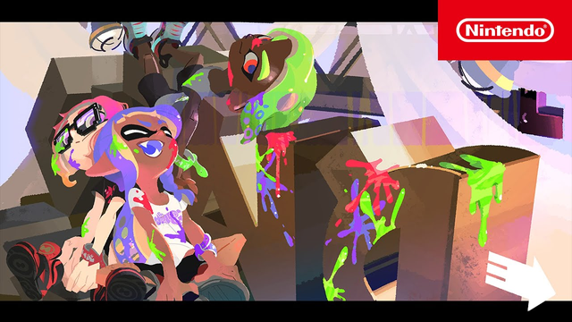 Three inklings covered in paint being happy.
