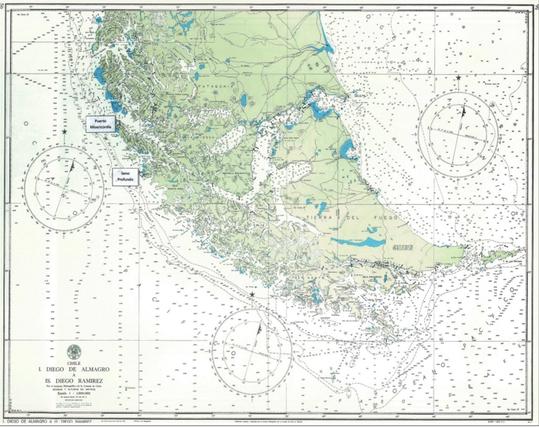 La carte maritime australe de l'Amérique du Sud.