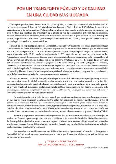 Manifiesto por un transporte público en una ciudad más humana