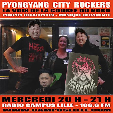Flyer du #355 de Pyongyang City Rockers, avec Hélène du fanzine hardcorepunk Perspective.