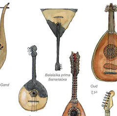Su l'affiche des instruments à corde, seule la balalaïka est tête en bas.