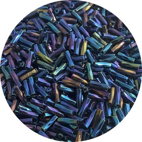 Iridescent Dark Blue Twisted Bugle Beads from beadmonster.co.uk 

our Bugle Beads are fabulous for bead embroidery or for cool fringe earrings