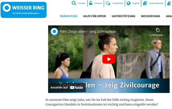 Bildschirmfoto Hompage des Weißer Ring