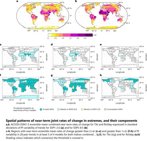 maps - [global] Spatial patterns of near-term joint rates of change in extremes, and their components