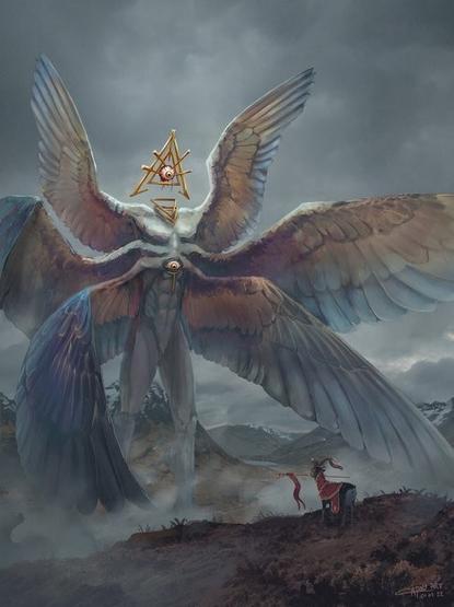 Art of a 6-winged angel.