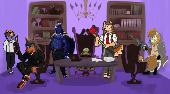 the mafia family in the big boss' office on the ready with weapons