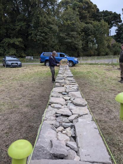 View of finishing drystone wall