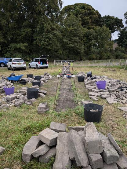 Founds , before building a drystone wall .