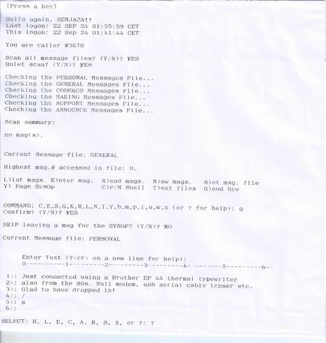 Page 02 telnet BBS from typewriter