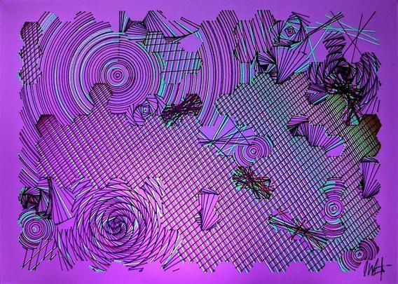 A deeply intricate pen plotter piece inspired by wave function collapse. Its dynamic, sweeping lines and swirling intersections echo the chaos of a mind struggling in the storm. The layers of lines symbolize descent, revealing the intricate, uncontrollable patterns of thought, emotion, and the universe. The artwork's abstract nature allows the viewer to feel the intensity of forces beyond control, blending physical and mental states into one visual narrative.