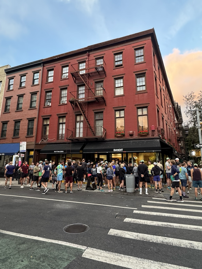 Runners in West Village with a beautiful sunrise